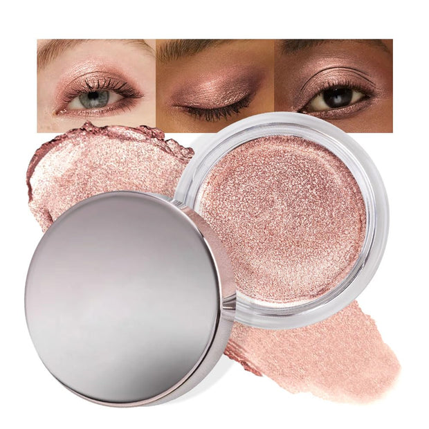 Cream Glitter Light Champagne Shimmer Metallic Eyeshadow Palette Makeup, Mini Instant Holographic Eyeshadow for Women, Sombras Crema Para Ojos, Talc, Paraben & Cruelty Free, 730