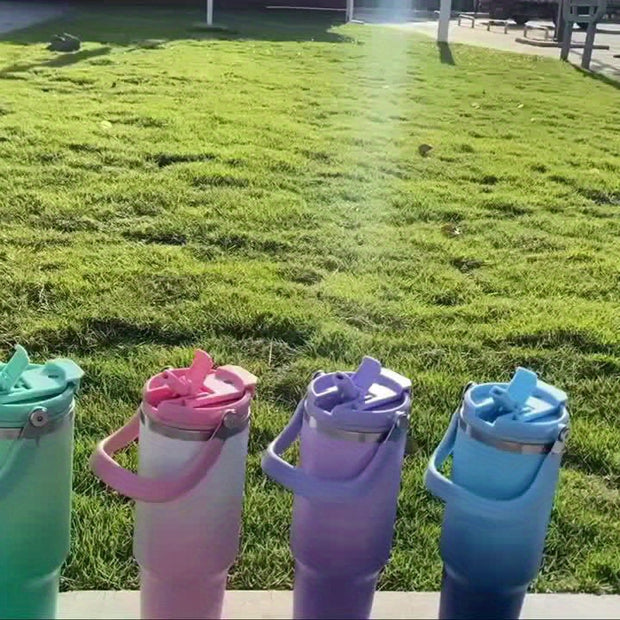40oz Stainless Steel Vacuum Insulated Bottle – Leakproof, Double-Wall Insulation, Portable Handle, Gradient Color