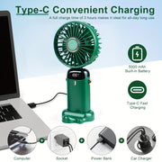 Portable Handheld Fan – 5-Speed USB Rechargeable, 5000mAh Personal Pocket Fan with LED Display, Quiet for Office, Travel, Outdoor, Home - Luxe Ladies Moda