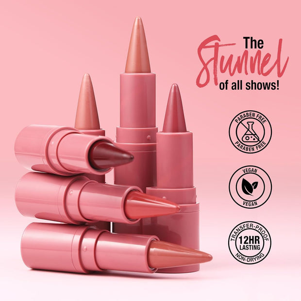 6Pcs 2 in 1 Lip Liner and Lipstick Lip Combo Set - 24 Hours Long-Lasting, Nude & Matte Velvet Ombre Effect Gradient Lip Liner, Smudge-Proof, Waterproof, Easy to Apply Gradient Lips Makeup