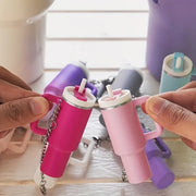 Chic Cartoon-Themed Mini Cup Keychain - Pvc, Climbing Clip Design For Women & Men - Perfect For Stanley Cups, School Bags & Anniversary Gifts - Luxe Ladies Moda
