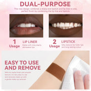 Gradient Lip Liner and Gloss Lip Combo Set, Long Lasting Light Brown Matte Lipstick Crayon Lip Liner Pencil, Hydrating Plumping Shiny Nude Tinted Lip Gloss Makeup