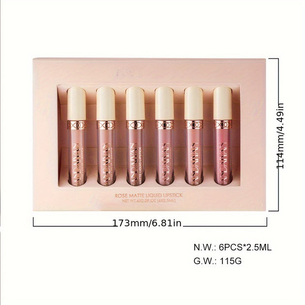 Matte Nude Liquid Lipstick Set – Long-Lasting, Waterproof Pink & Brown Lipstick Bundle for Women - Luxe Ladies Moda