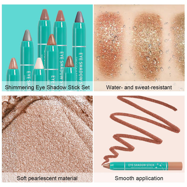 8 Colors Cream Eyeshadow Stick Set, Matte and Smooth Eye Shadow Sticks, Waterproof Long Lasting High Pigmented Eye Shadow Sticks