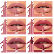 6Pcs 2 in 1 Lip Liner and Lipstick Lip Combo Set - 24 Hours Long-Lasting, Nude & Matte Velvet Ombre Effect Gradient Lip Liner, Smudge-Proof, Waterproof, Easy to Apply Gradient Lips Makeup