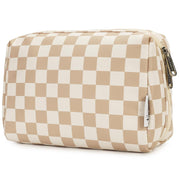 Large Makeup Bag Zipper Pouch Travel Cosmetic Organizer for Women (Large, Light Checkerboard) - Luxe Ladies Moda