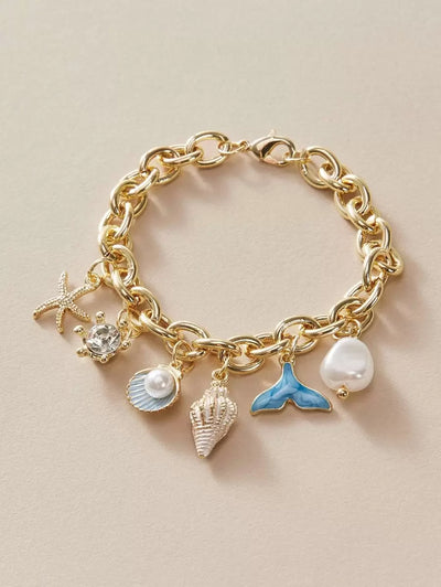 1pc Vacation Style Starfish & Shell Pendant Bracelet - Luxe Ladies Moda