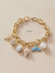 1pc Vacation Style Starfish & Shell Pendant Bracelet - Luxe Ladies Moda