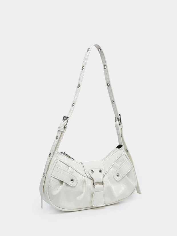 Vintage Music Festival Rivet Decor Crossbody Bag – Pleated Flap Shoulder Bag for Women - Luxe Ladies Moda