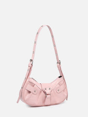 Vintage Music Festival Rivet Decor Crossbody Bag – Pleated Flap Shoulder Bag for Women - Luxe Ladies Moda