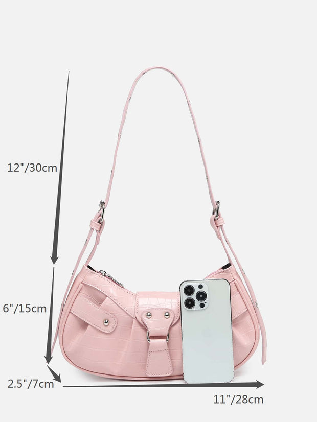 Vintage Music Festival Rivet Decor Crossbody Bag – Pleated Flap Shoulder Bag for Women - Luxe Ladies Moda