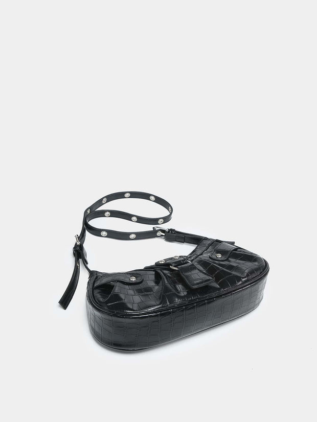 Vintage Music Festival Rivet Decor Crossbody Bag – Pleated Flap Shoulder Bag for Women - Luxe Ladies Moda