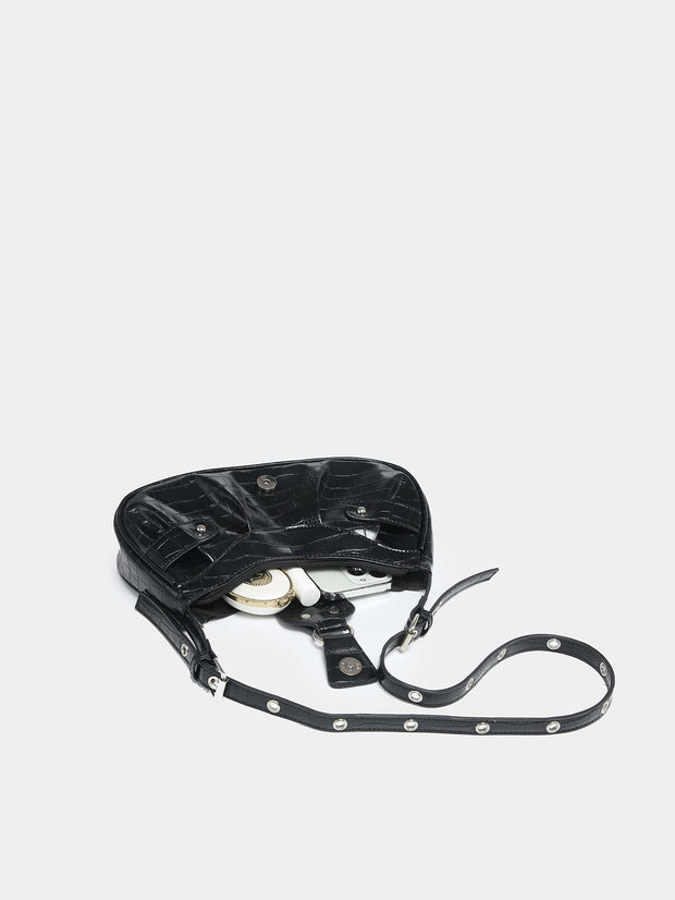 Vintage Music Festival Rivet Decor Crossbody Bag – Pleated Flap Shoulder Bag for Women - Luxe Ladies Moda