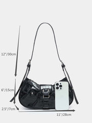 Vintage Music Festival Rivet Decor Crossbody Bag – Pleated Flap Shoulder Bag for Women - Luxe Ladies Moda