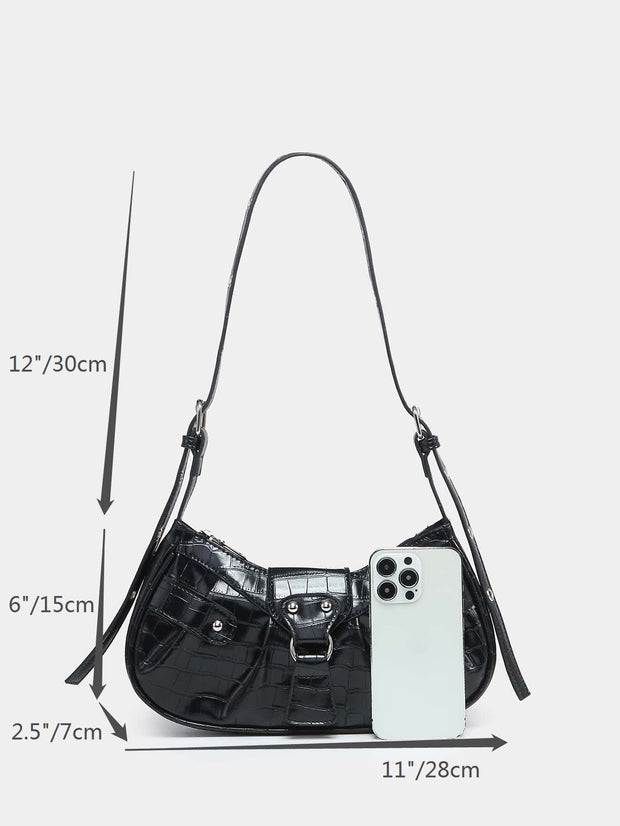 Vintage Music Festival Rivet Decor Crossbody Bag – Pleated Flap Shoulder Bag for Women - Luxe Ladies Moda