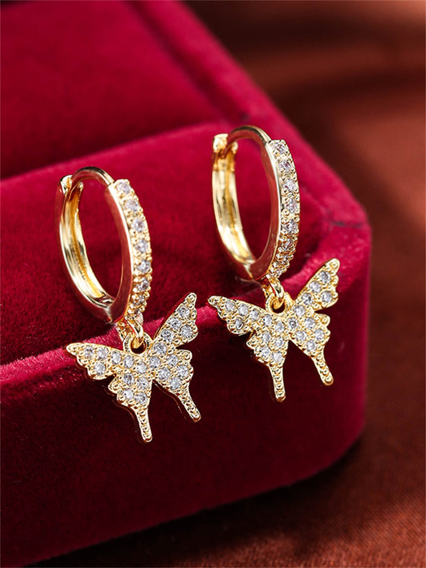 1pc Cubic Zirconia Butterfly Drop Earrings Copper Jewelry - Luxe Ladies Moda