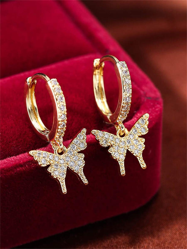 1pc Cubic Zirconia Butterfly Drop Earrings Copper Jewelry - Luxe Ladies Moda