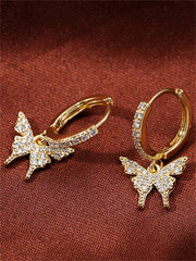 1pc Cubic Zirconia Butterfly Drop Earrings Copper Jewelry - Luxe Ladies Moda