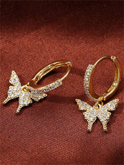 1pc Cubic Zirconia Butterfly Drop Earrings Copper Jewelry - Luxe Ladies Moda