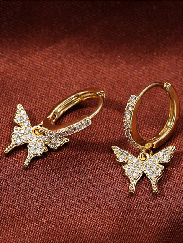 1pc Cubic Zirconia Butterfly Drop Earrings Copper Jewelry - Luxe Ladies Moda