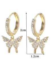 1pc Cubic Zirconia Butterfly Drop Earrings Copper Jewelry - Luxe Ladies Moda