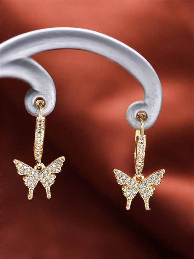 1pc Cubic Zirconia Butterfly Drop Earrings Copper Jewelry - Luxe Ladies Moda