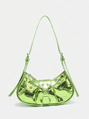 Vintage Music Festival Rivet Decor Crossbody Bag – Pleated Flap Shoulder Bag for Women - Luxe Ladies Moda