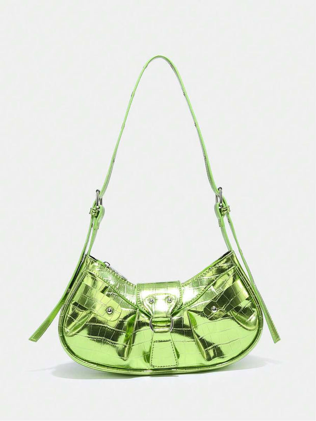 Vintage Music Festival Rivet Decor Crossbody Bag – Pleated Flap Shoulder Bag for Women - Luxe Ladies Moda