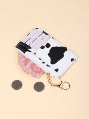 Cow Print PU Leather Slim Card Holder – Zippered Wallet for ID, Credit & Business Cards - Luxe Ladies Moda
