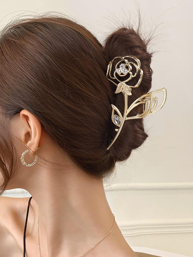 Elegant Vintage Rose Rhinestone Hair Clip - French Boho Chic Accessory - Luxe Ladies Moda