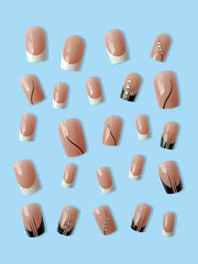 Transform Your Nails With 24pcs Short Square Rhinestone Decor Full Cover Fake Nail Set Press On Nails Nail Supplies - Luxe Ladies Moda