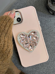 Love Sparkle Phone Case with Pink Rhinestone Charm - Compatible with iPhone 15 pro Max, 14, 13, 12, 11 - Luxe Ladies Moda