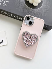 Love Sparkle Phone Case with Pink Rhinestone Charm - Compatible with iPhone 15 pro Max, 14, 13, 12, 11 - Luxe Ladies Moda