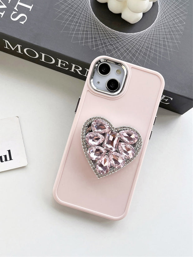 Love Sparkle Phone Case with Pink Rhinestone Charm - Compatible with iPhone 15 pro Max, 14, 13, 12, 11 - Luxe Ladies Moda