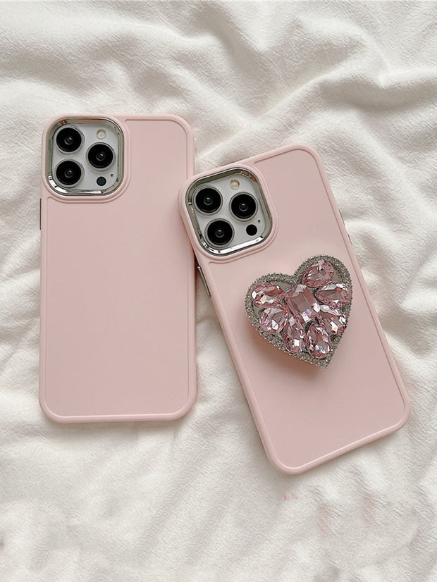 Love Sparkle Phone Case with Pink Rhinestone Charm - Compatible with iPhone 15 pro Max, 14, 13, 12, 11 - Luxe Ladies Moda