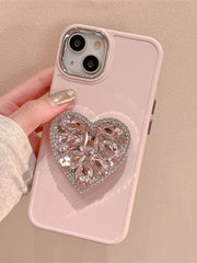 Love Sparkle Phone Case with Pink Rhinestone Charm - Compatible with iPhone 15 pro Max, 14, 13, 12, 11 - Luxe Ladies Moda