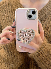 Love Sparkle Phone Case with Pink Rhinestone Charm - Compatible with iPhone 15 pro Max, 14, 13, 12, 11 - Luxe Ladies Moda