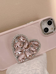 Love Sparkle Phone Case with Pink Rhinestone Charm - Compatible with iPhone 15 pro Max, 14, 13, 12, 11 - Luxe Ladies Moda