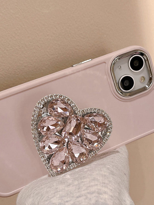 Love Sparkle Phone Case with Pink Rhinestone Charm - Compatible with iPhone 15 pro Max, 14, 13, 12, 11 - Luxe Ladies Moda