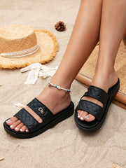 Women's Fashionable Thick-Soled Black Sandals For Increased Height, Comfortable For Vacation And Beach - Luxe Ladies Moda