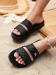 Women's Fashionable Thick-Soled Black Sandals For Increased Height, Comfortable For Vacation And Beach - Luxe Ladies Moda