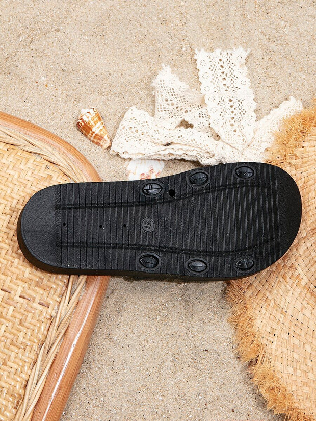 Women's Fashionable Thick-Soled Black Sandals For Increased Height, Comfortable For Vacation And Beach - Luxe Ladies Moda
