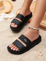 Women's Fashionable Thick-Soled Black Sandals For Increased Height, Comfortable For Vacation And Beach - Luxe Ladies Moda