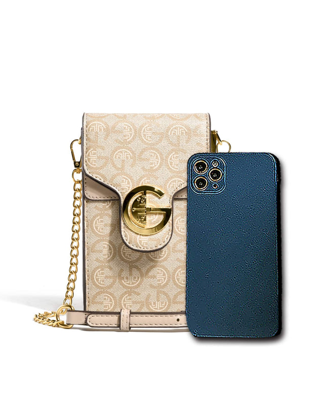 Vintage Letter Print Mini Cell Phone Purse: A Stylish Crossbody Essential - Luxe Ladies Moda