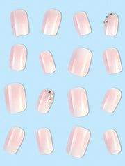 Transform Your Nails With 24pcs Short Square Rhinestone Decor Full Cover Fake Nail Set Press On Nails Nail Supplies - Luxe Ladies Moda