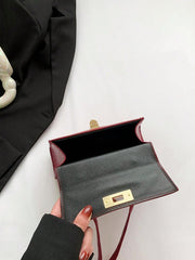 Mini Fashion Solid Color Flip Pu Handbag Square Bag , Burgundy Bag, Bag, & New Year Ideal Gift Gift BagMerry - Luxe Ladies Moda