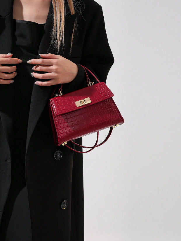 Mini Fashion Solid Color Flip Pu Handbag Square Bag , Burgundy Bag, Bag, & New Year Ideal Gift Gift BagMerry - Luxe Ladies Moda