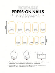 24pcs Short Square French Style White Rose Minimalist Sexy Artificial Nails Set Press On Nails For Party Or Daily Wear Nail Supplies - Luxe Ladies Moda