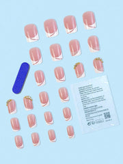 Transform Your Nails With 24pcs Short Square Rhinestone Decor Full Cover Fake Nail Set Press On Nails Nail Supplies - Luxe Ladies Moda