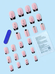 24pcs Short Square French Style White Rose Minimalist Sexy Artificial Nails Set Press On Nails For Party Or Daily Wear Nail Supplies - Luxe Ladies Moda